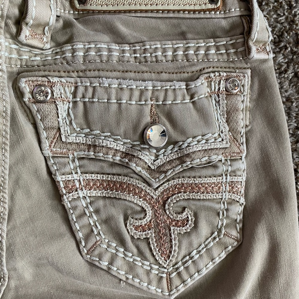 Beige Rock Revival Skinny Jeans